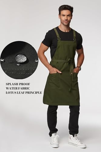Cross Back Apron for Men Chef Pockets 4251JX - Image 5