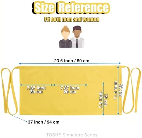 TOSHE Waist Apron 3 Pockets Waterdrop Resistant Cotton Server - Image 4