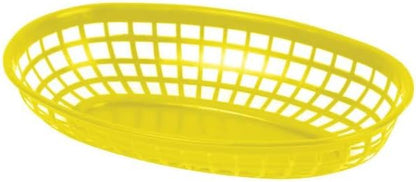 TrueCraftware- 9-3/8" Oval Fast Food Basket Yellow Plastic Set of 12- Fry Fast Food Reusable Foodservice Restaurant Diner Tray Plates Restaurant Deli Serving Chicken Burgers Sandwiches & Fries