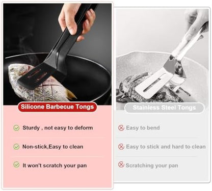 Silicone BBQ Tongs, Stainless Steel Clamp - Image 5