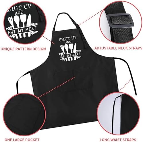 Rosoz Funny BBQ Black Chef Aprons - Image 5
