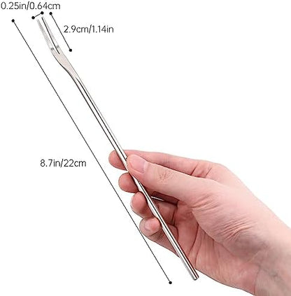 4-Pack 8.7" Stainless Steel 2-Tine Pickle Forks – Long Handle Cocktail - Image 2