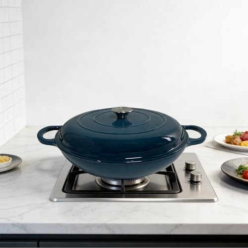 3.5 Quarts Enameled Cast Iron Braiser, Non Stick Enameled Cast Iron Casserole - Image 7
