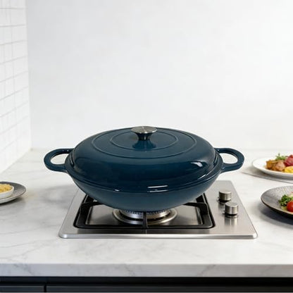 3.5 Quarts Enameled Cast Iron Braiser, Non Stick Enameled Cast Iron Casserole - Image 7