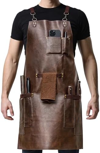 SYOKAMI Bonded Leather Apron for Men, Chef & Grilling Apron, Cross-Back by SYOKAMI