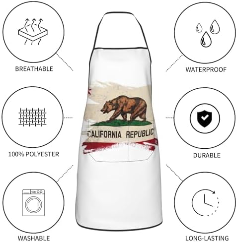 State Flag Apron with Bib Adjustable Kitchen Cooking Aprons Waitress Barbecue - Image 2