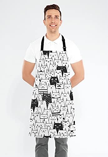 Cute Cartoon Black White Cats Kitchen Cooking BBQ Chef Apron, Funny Apron - Image 4