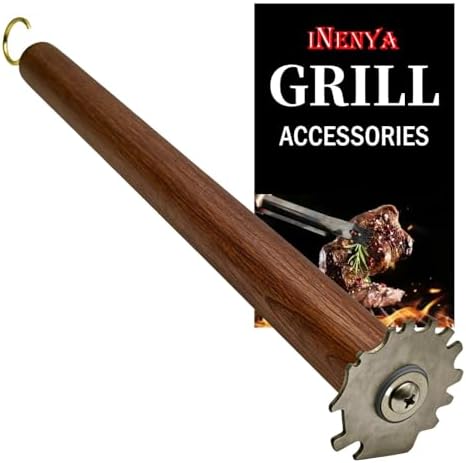 Grill Scraper for BBQ Grate and Griddle, Bristle-Free, 11.8” Wooden Handle – by iNenya