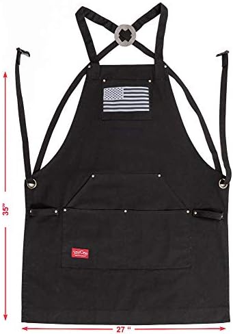JayCee Apron for BBQ, Hobby and Workshop, 5 Pockets, Cross-Back, 2 Tool/Towel - Image 2
