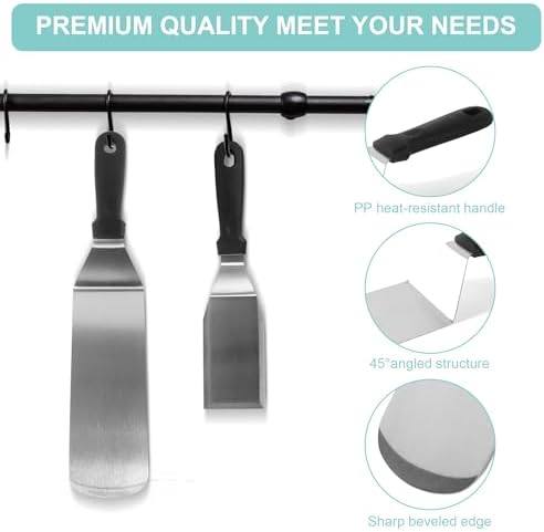Metal Spatula Set of 3, Stainless Steel Griddle Accessories - Image 2