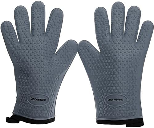 KITCHEN PERFECTION XL Silicone Smoker BBQ Gloves Heat Resistant Oven Mitts by Kitchenperfection