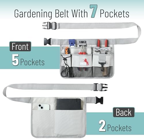 UNCO- Adjustable Gardening Belt, Light Gray, 7 Pockets, Wear Resistant - Image 2