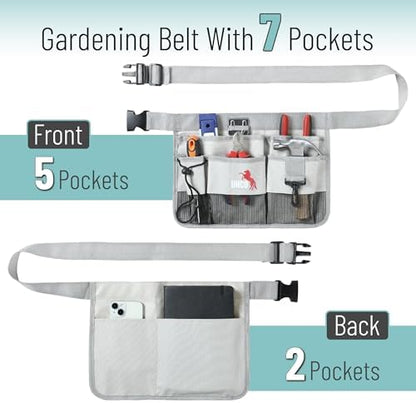 UNCO- Adjustable Gardening Belt, Light Gray, 7 Pockets, Wear Resistant - Image 2