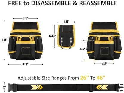 Tool Belt with 27 Pockets and 3 Magnetic Zones, Freely-Combinable Toolbelt - Image 4