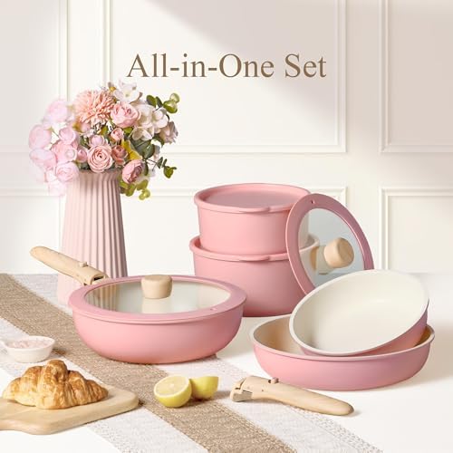 CAROTE 19pcs Pots and Pans Set Non Stick, Detachable Handle Cookware - Image 7