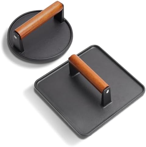 Cast Iron Square Burger Press&Round Meat Press by SafBbcue