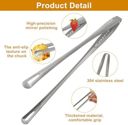 Waziaqoc 2 Pack 11 Inch Kitchen Cooking Tweezers, Stainless Steel Tweezers Tongs - Image 3