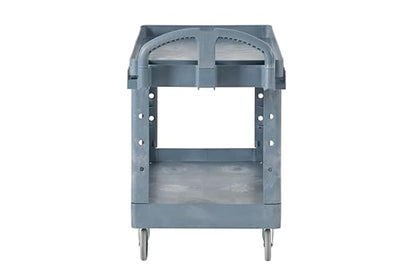 Rubbermaid Commercial Products BRUTE Heavy Duty 2-Shelf Utility/Service Cart, Large, Lipped Shelves, Ergonomic Handle, 750 lbs. Capacity, Black, for Warehouse/Garage/Cleaning/Maintenance/Stadiums