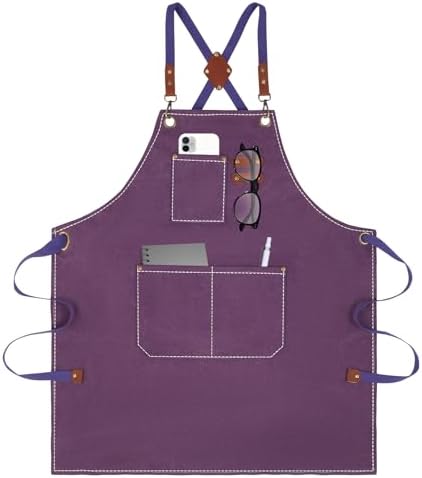 Aprons For Women Men With Large Pockets, Waterproof Cotton Chef Aprons For by YELEGAI