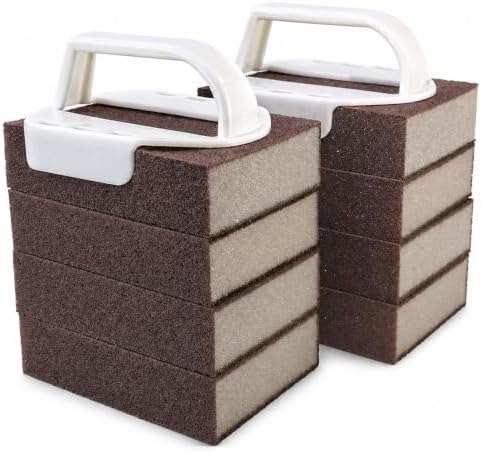 8 Pack Carborundum Sponge with 2 Handles–High Density Emery Sponge Scrubber by Unknown