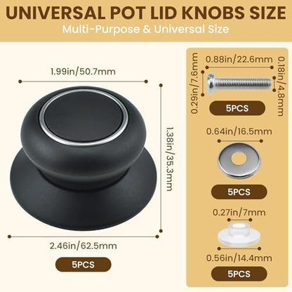 5Pcs Pot Lid Replacement Knobs, Universal Bakelite Heat Resistant Cover - Image 2
