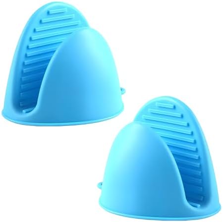 1 Pair Blue, Mini Silicone Oven Gloves, Mini Finger Protector Pot Holder by vvmotes