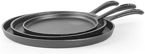 Commercial CHEF 3-Piece Cast Iron Griddle Set, Pre-Seasoned by CommercialChef