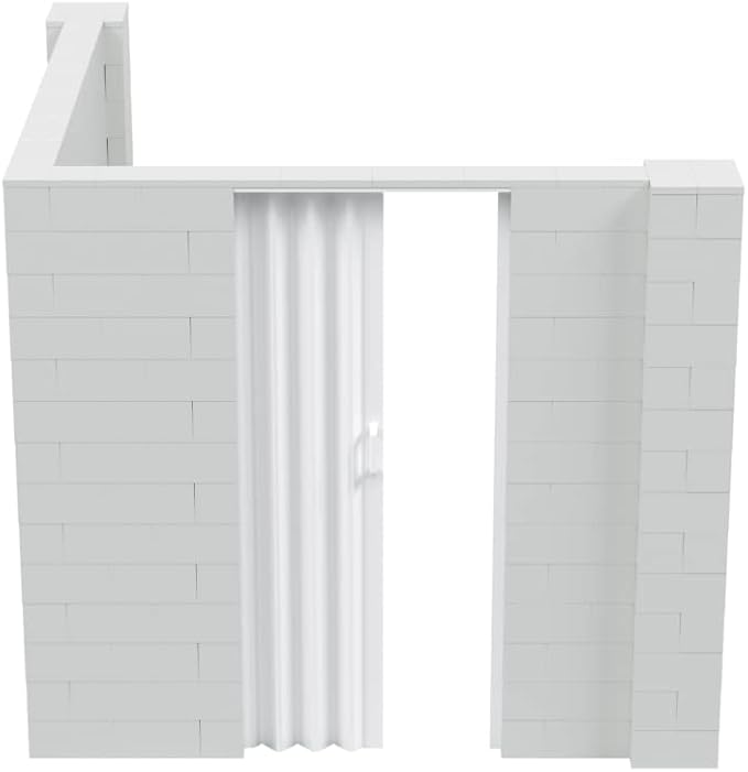 EverBlock 8’ x 8’ x 7’ L-Shaped Wall Kit with Accordion Door | 3’ x 7’ Doorway | Modular Building Blocks | Wall Display | Room Divider & Partition | Reusable | Indoor & Outdoor Use