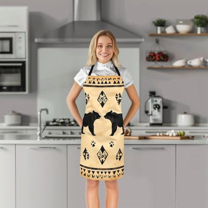 jejeloiu Western Aztec Apron for Women Men 26"x31" Southwestern Chef Cooking - Image 2