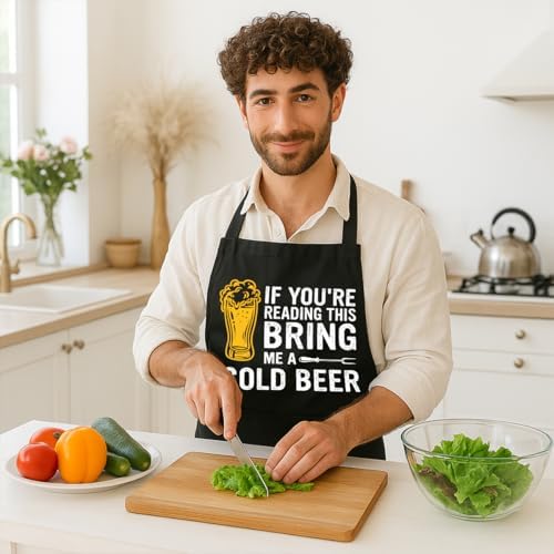 Funny Black Grill Apron with Pockets - Image 4