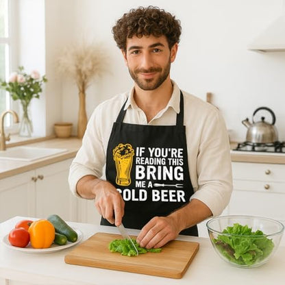 Funny Black Grill Apron with Pockets - Image 4