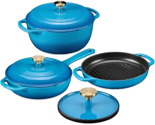 Best Choice Products 6-Piece Cast Iron Cookware Set, Ceramic Coated 6Qt Dutch by BestChoiceProducts