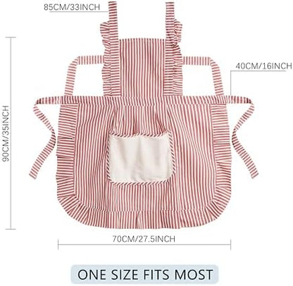 Cute Cotton Apron for Women, Adjustable Bib Cooking Kitchen Aprons - Image 3
