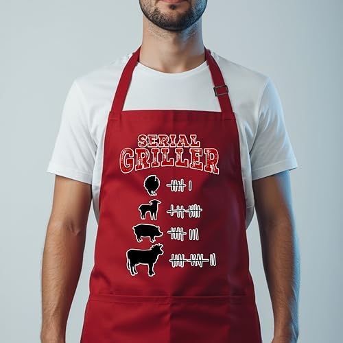 Custom Grill Master Aprons for Men, Mens Grilling Gifts for Fathers Day - Image 2