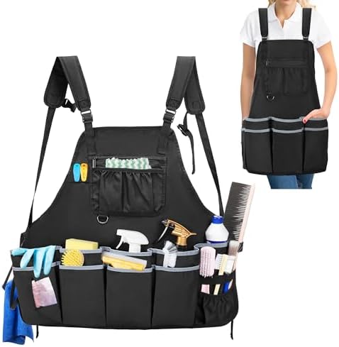 HODRANT Cleaning Apron with Dual Shoulder Straps with Multiple Pockets by HODRANT