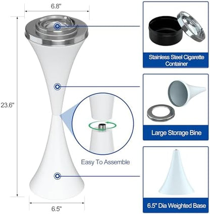 RELIANCER Floor Standing Ashtray w/Detachable Cigar Container, Stainless Steel - Image 2