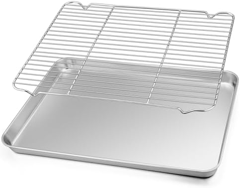 TeamFar Baking Sheet with Cooling Rack Set, 17.6 x 13 x 1 inch by TeamFar