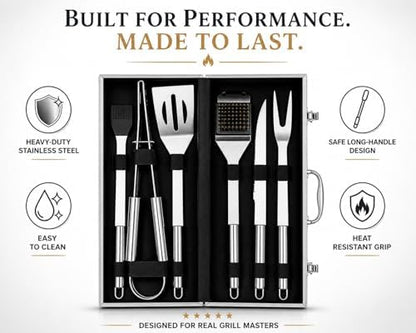 Personalized BBQ Grill Set for Men – Custom Engraved 10pc Stainless Steel Tools - Image 5