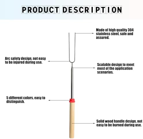 5 PCS Stainless Steel Marshmallow Roasting Sticksfor, 32Inch Long Kitchen - Image 3