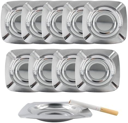 Lilaly 10-Pack Square Stainless Steel Ashtray Set by Lilaly