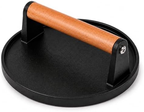 Cast Iron Burger Press, Round 6.5", Heavy Duty Smash Burger Press by Unknown
