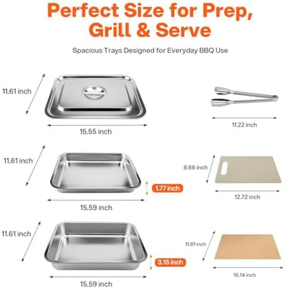 FOOGWEE 6-in-1 Grill Tray and Carry System, Stainless Steel Grill Carry System - Image 3