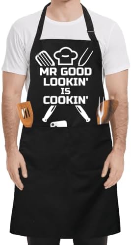 Funny Black Waterproof BBQ Chef Bib Aprons by FunChaos
