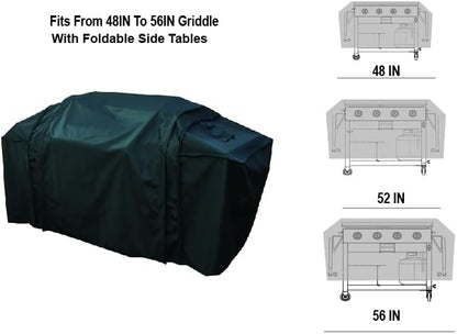 Extension Griddle Cover for All 28"&36“ with Foldble Shelf Models,Waterproof 300D*300D Dyed Polyester with TPU Coating; Flat Top Gas Grill Cover, Black；