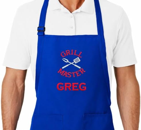 Personalized BBQ Apron with Name – Custom Embroidered Grill Apron by PLACE4PRINT