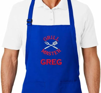 Personalized BBQ Apron with Name – Custom Embroidered Grill Apron by PLACE4PRINT