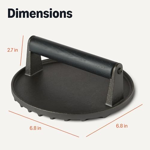 Amazon Basics Smash Burger Press, Cast Iron Bacon Press - Image 5