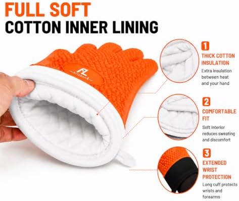 Silicone Oven Gloves, 500°F Heat Resistant, w/2 Trivets - Image 3