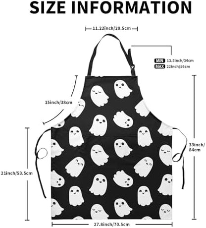 Halloween Aprons for Women Ghost Black Adjustable Apron - Image 4