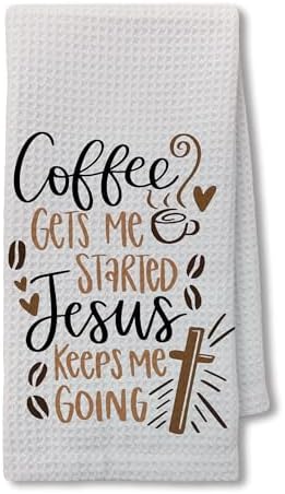 Christian Coffee and Jesus Kitchen Towels 16x24 Inch, Faith Based Gifts by Unknown